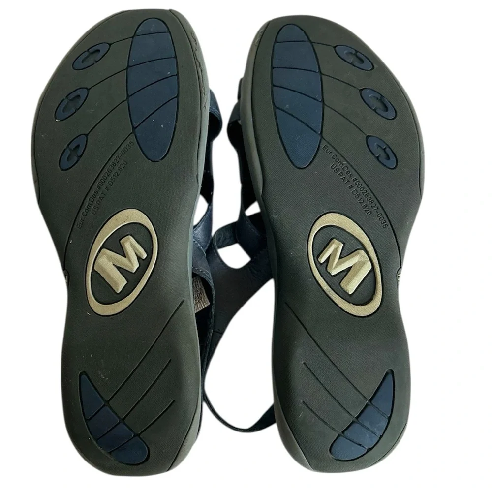 MERRELL Agave Navy Leather Slingback Sandals Sz 10 Strappy Comfort Boho Coastal - Picture 5 of 12